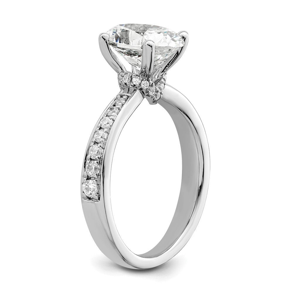 True Origin 14K White Gold 1/3 carat Lab Grown Diamond VS+ F+ Semi-Mount Oval Engagement Ring