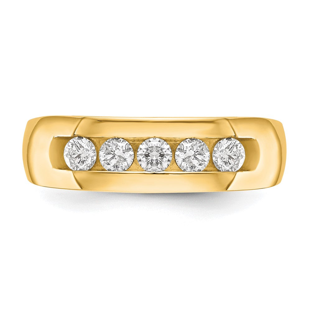 True Origin 14K Men's 1/2 carat Lab Grown Diamond VS/SI  D E F  5 Stone Channel Wedding Band Ring