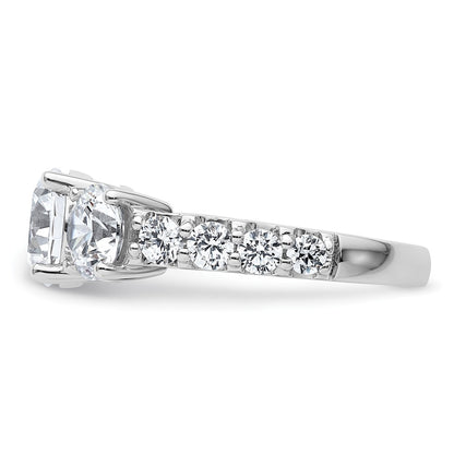 14K White Gold 4 carat Lab Grown Diamond VS/SI+ G+ Round Complete Three Stone Engagement Ring