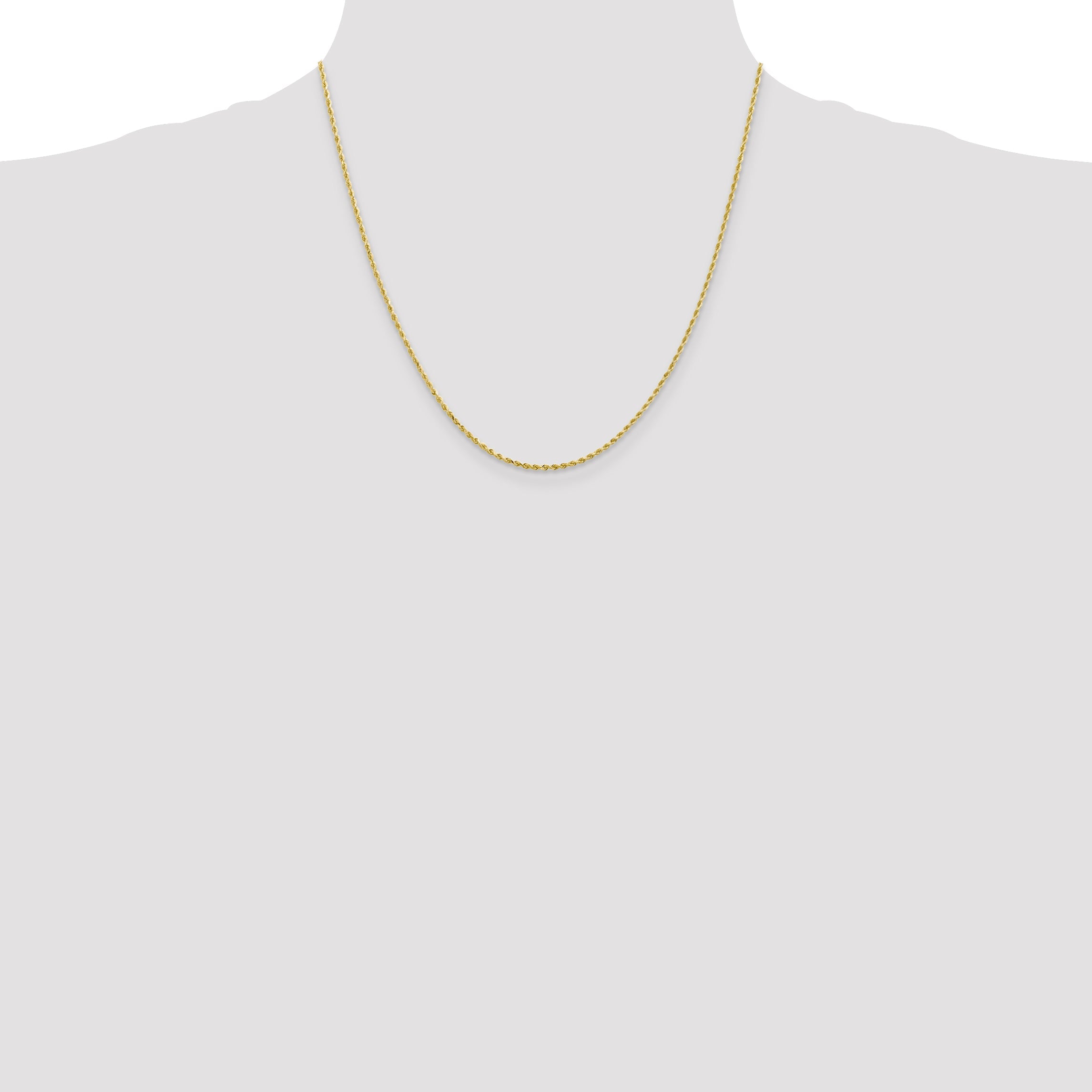 20 Inch 10K 1.75mm Diamond-Cut Rope Chain Necklace