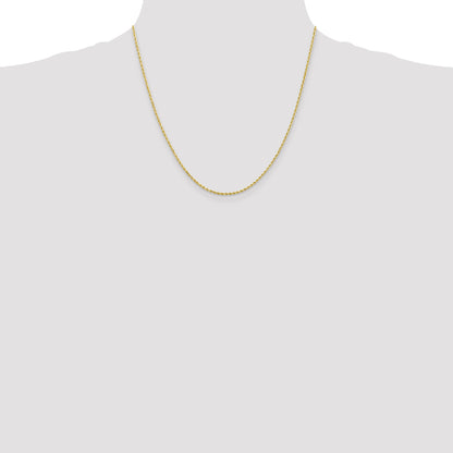 20 Inch 10K 1.75mm Diamond-Cut Rope Chain Necklace