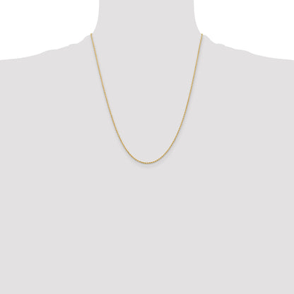 22 Inch 10K Yellow Gold 1.75mm Diamond Cut Rope Chain Necklace