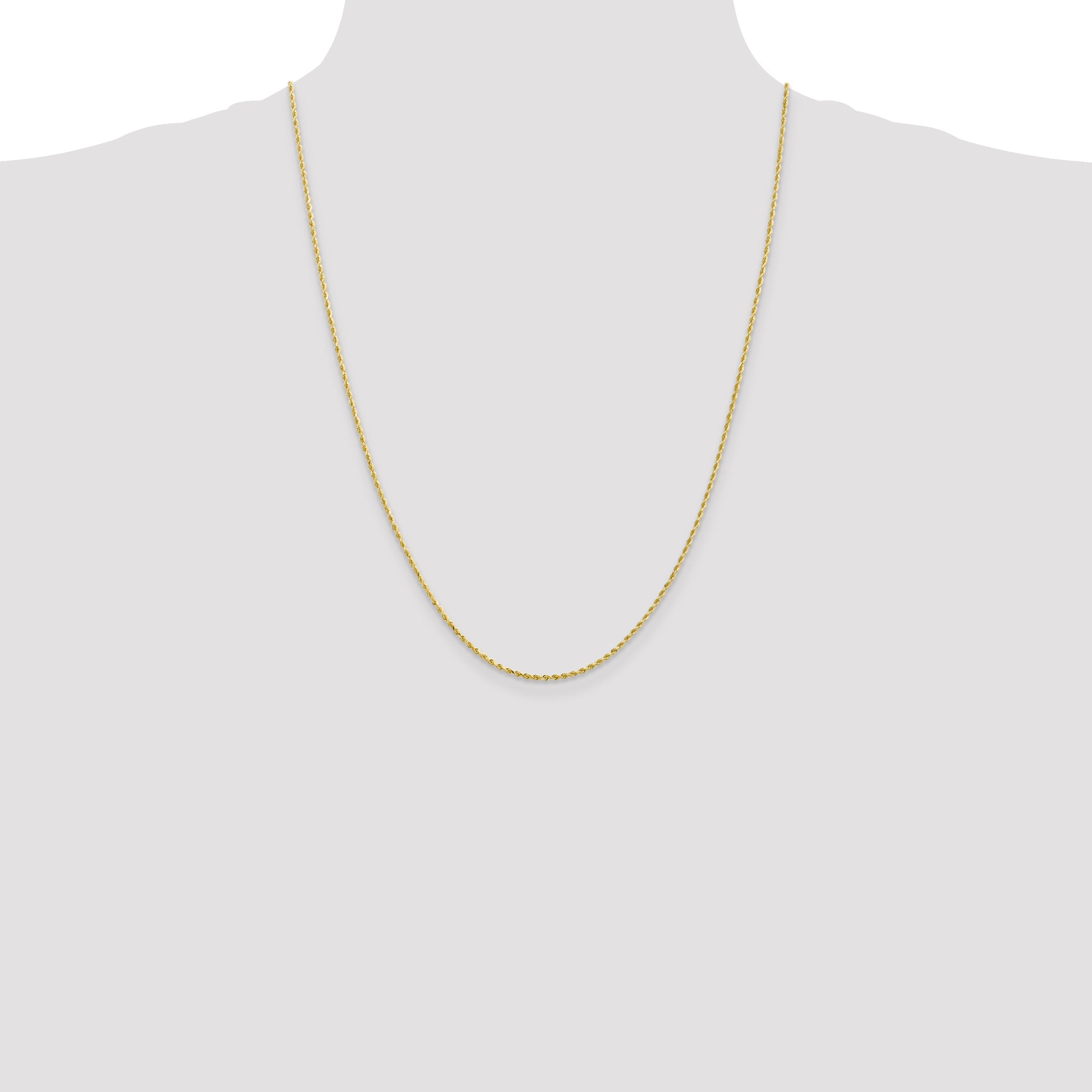 24 Inch 10K 1.75mm Diamond-Cut Rope Chain Necklace