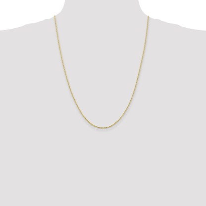 24 Inch 10K 1.75mm Diamond-Cut Rope Chain Necklace
