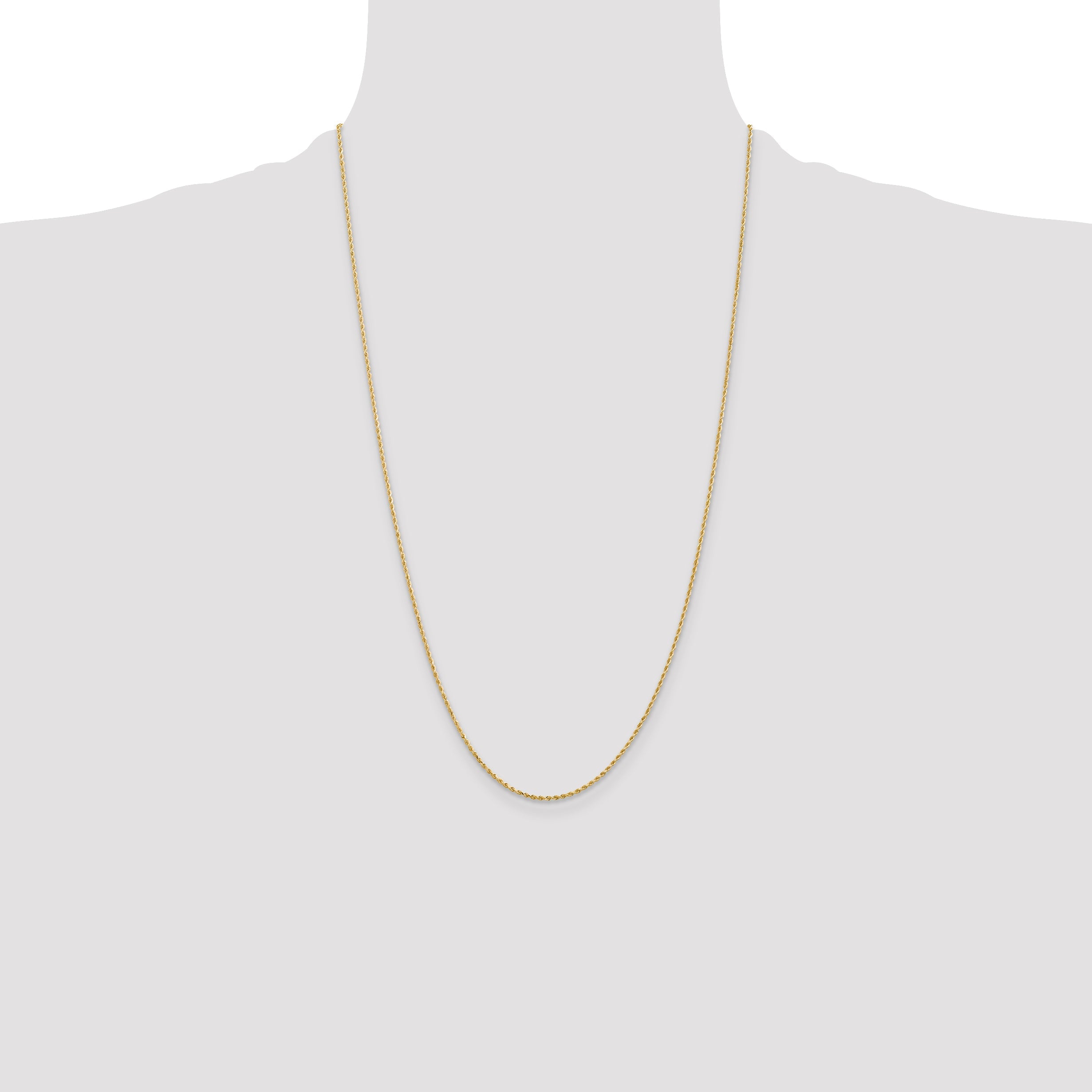 26 Inch 10K Yellow Gold 1.75mm Diamond Cut Rope Chain Necklace