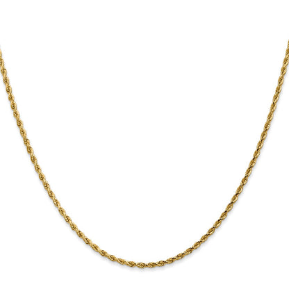 26 Inch 10K Yellow Gold 2mm Diamond Cut Rope Chain Necklace