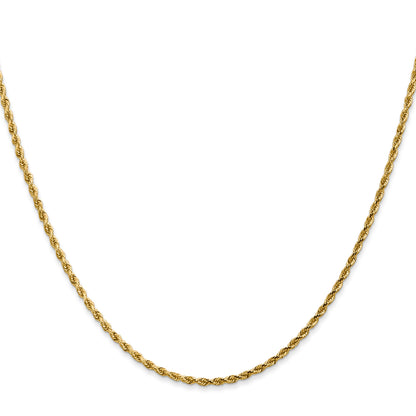 20 Inch 10K 2mm Diamond-Cut Rope Chain Necklace