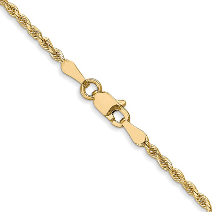 22 Inch 10K Yellow Gold 2mm Diamond Cut Rope Chain Necklace
