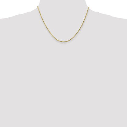 18 Inch 10K 2mm Diamond-Cut Rope Chain Necklace