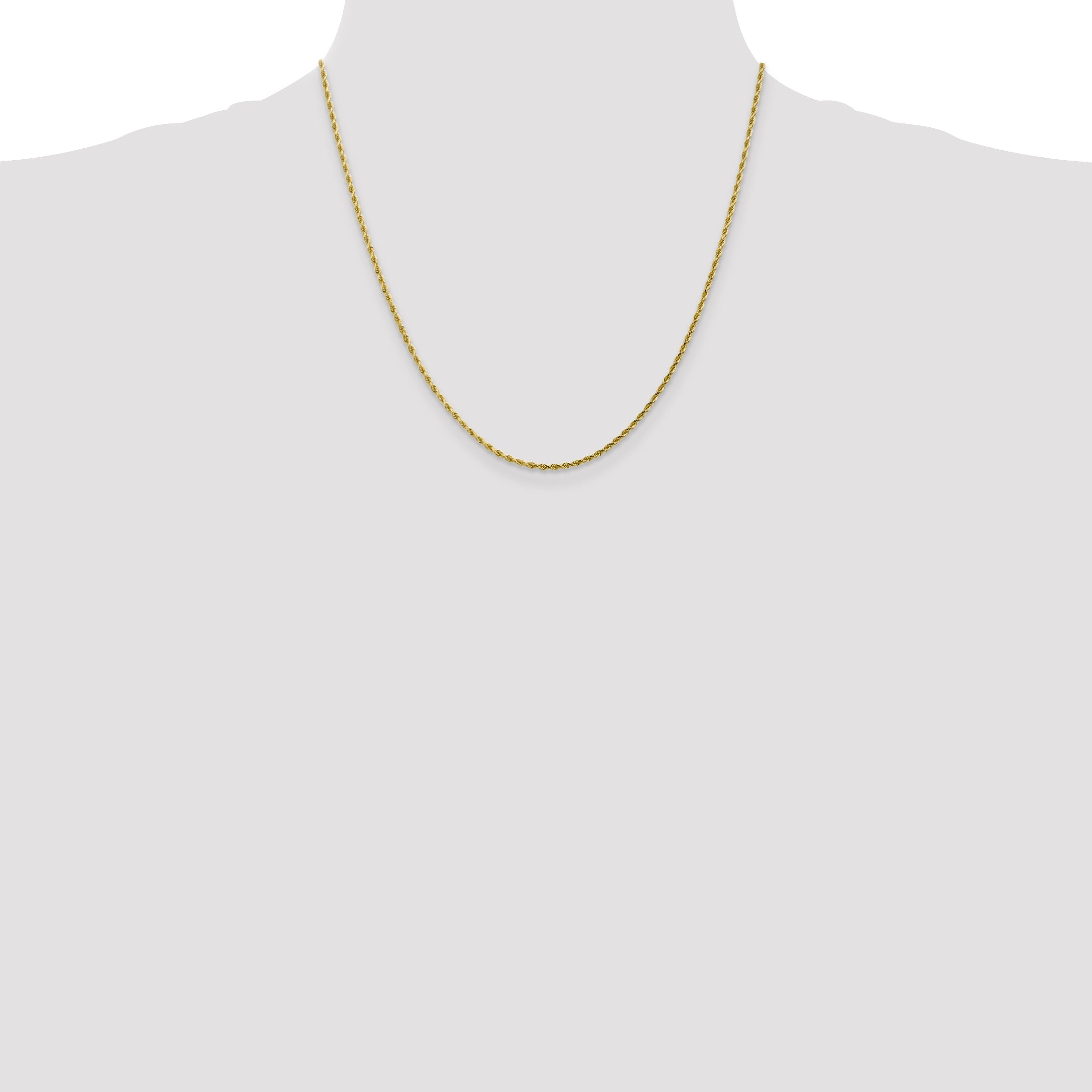 20 Inch 10K 2mm Diamond-Cut Rope Chain Necklace