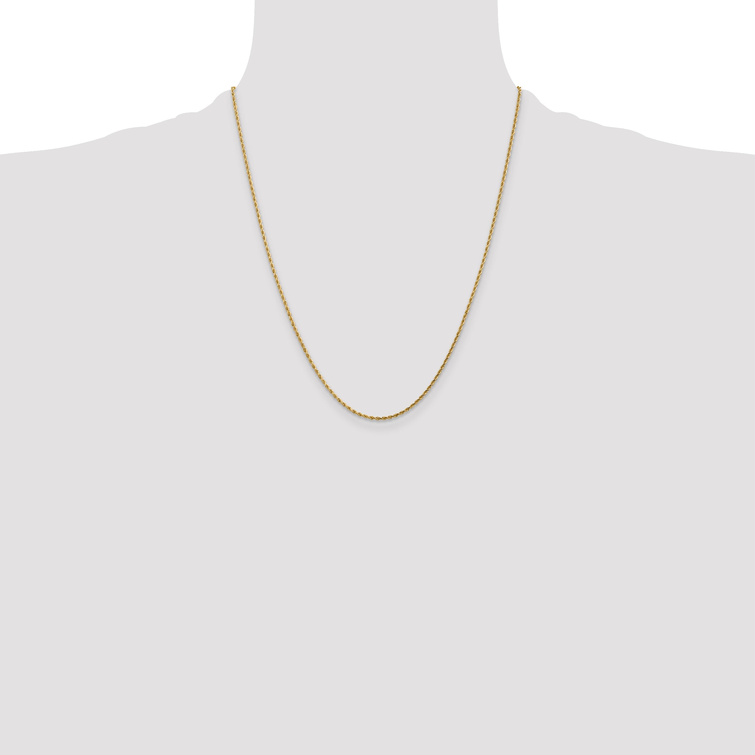 22 Inch 10K Yellow Gold 2mm Diamond Cut Rope Chain Necklace