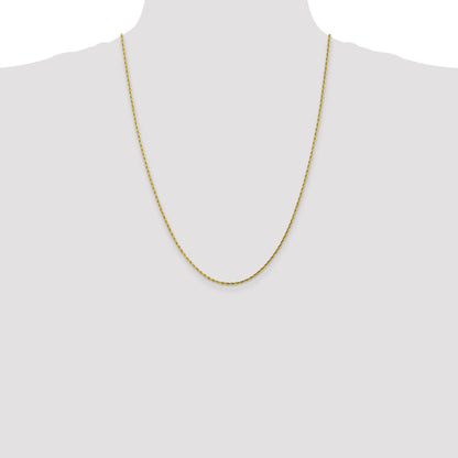 24 Inch 10K 2mm Diamond-Cut Rope Chain Necklace