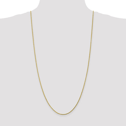 3 Inch 10K Yellow Gold 2mm Diamond Cut Rope Chain Necklace