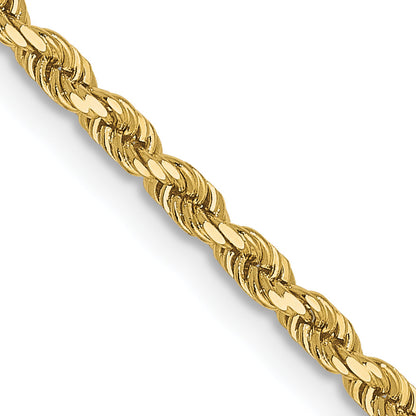 3 Inch 10K Yellow Gold 2mm Diamond Cut Rope Chain Necklace
