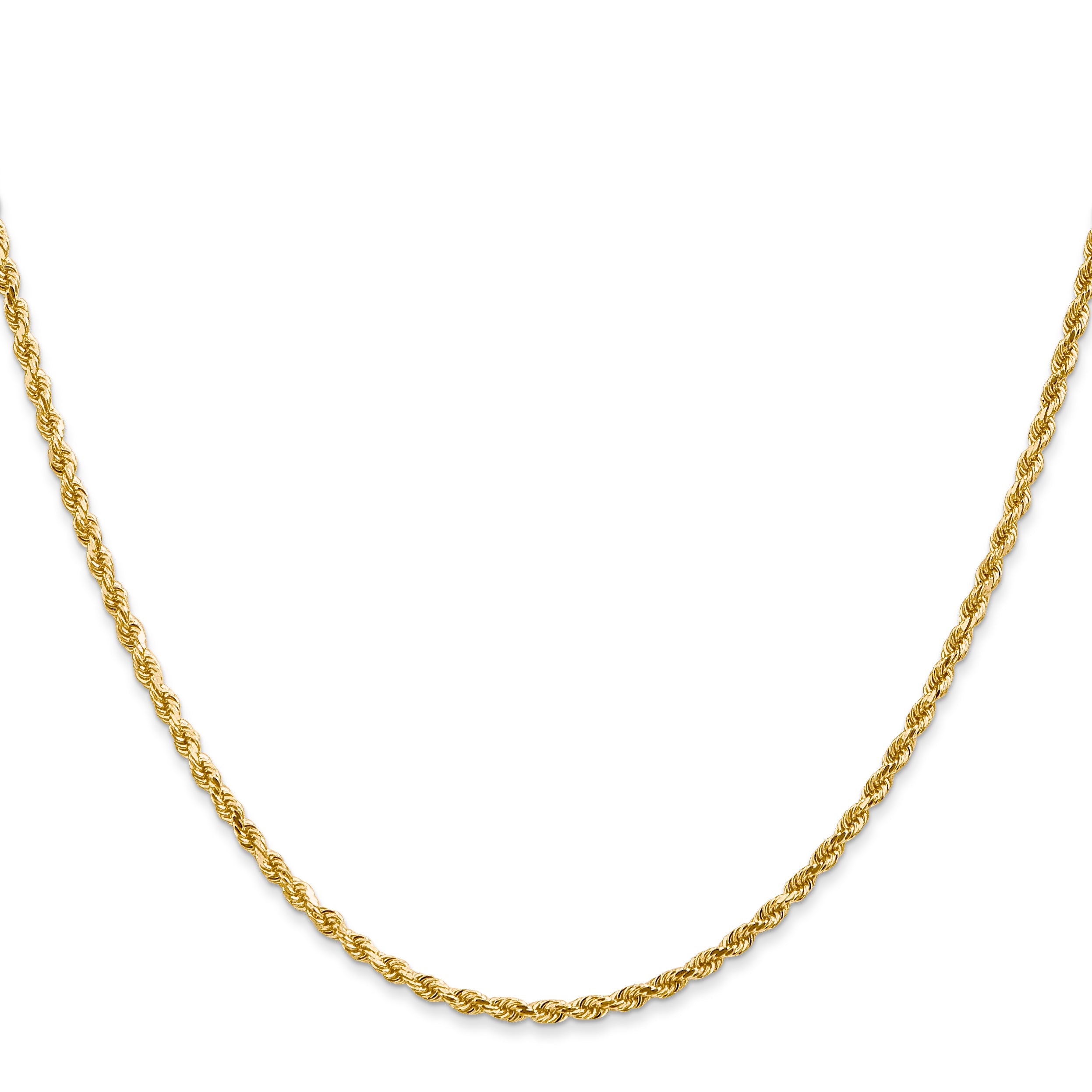 3 Inch 10K Yellow Gold 2.25mm Diamond Cut Rope Chain Necklace