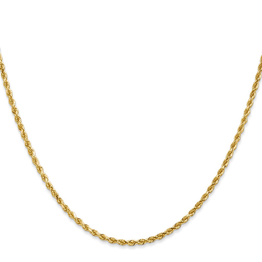 26 Inch 10K Yellow Gold 2.25mm Diamond Cut Rope Chain Necklace