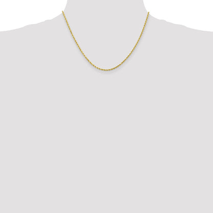 18 Inch 10K Yellow Gold 2.25mm Diamond Cut Rope Chain Necklace