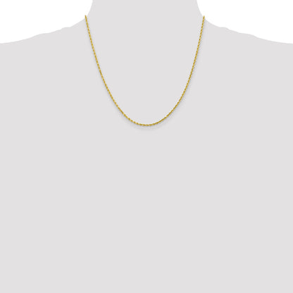 20 Inch 10K 2.25mm Diamond-Cut Rope Chain Necklace