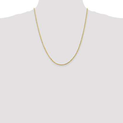 22 Inch 10K 2.25mm Diamond-Cut Rope Chain Necklace
