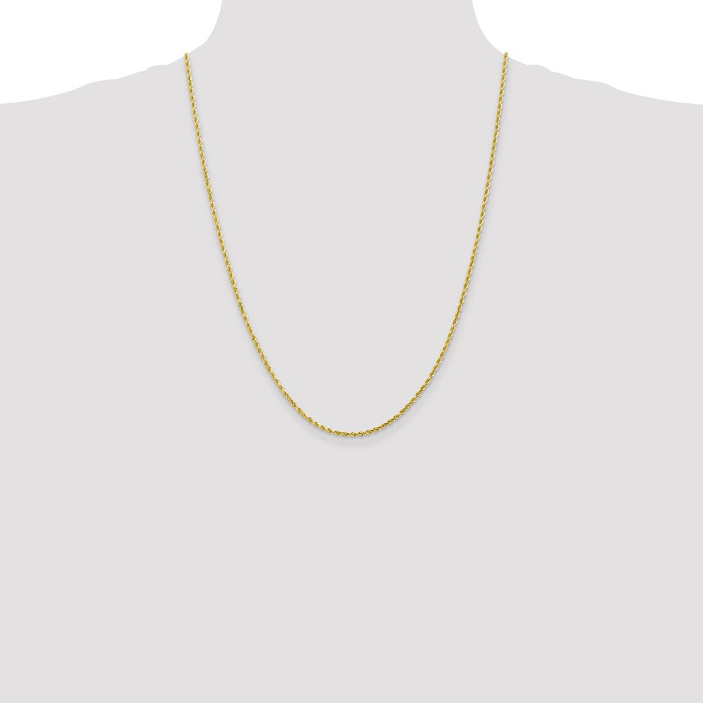 24 Inch 10K Yellow Gold 2.25mm Diamond Cut Rope Chain Necklace