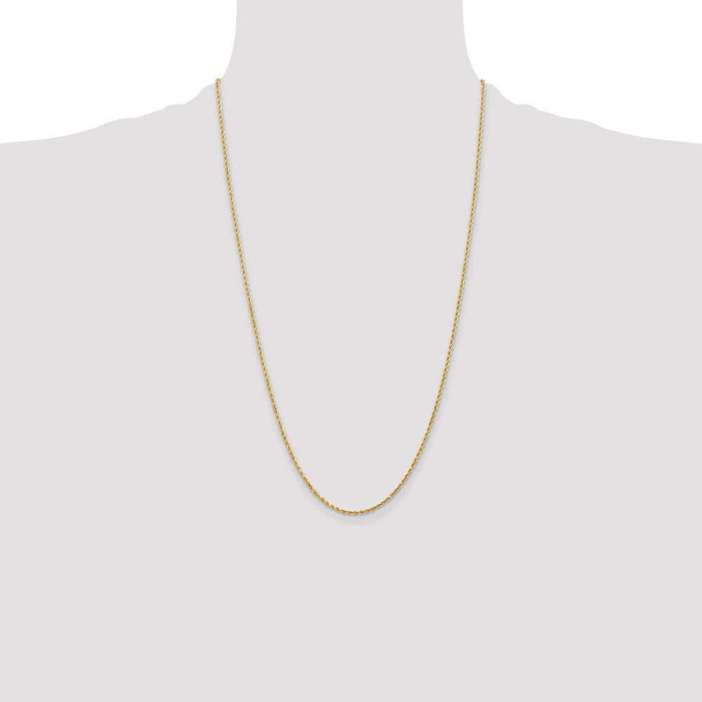 26 Inch 10K Yellow Gold 2.25mm Diamond Cut Rope Chain Necklace