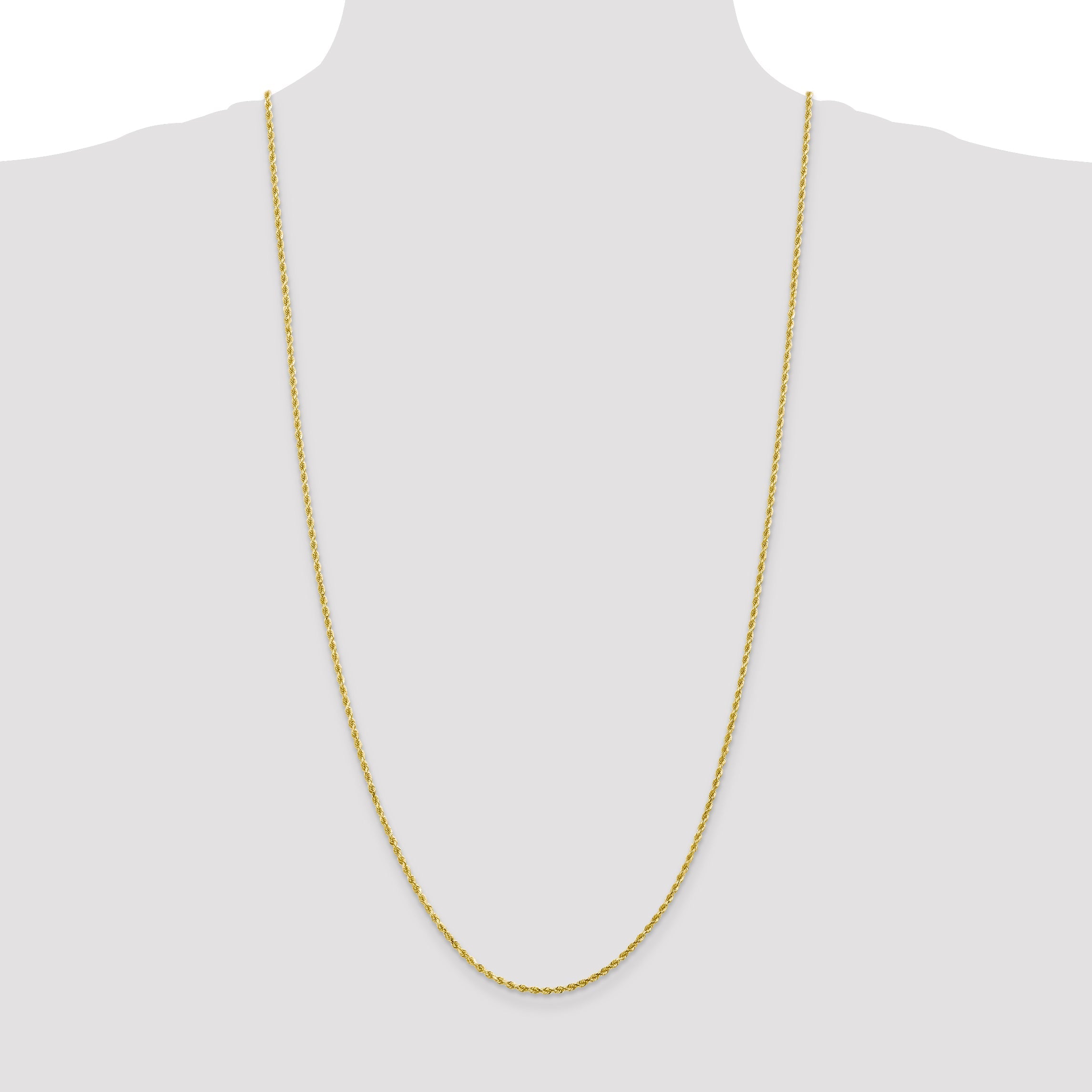 3 Inch 10K Yellow Gold 2.25mm Diamond Cut Rope Chain Necklace