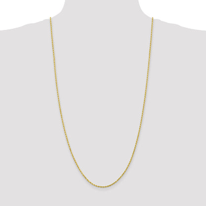 3 Inch 10K Yellow Gold 2.25mm Diamond Cut Rope Chain Necklace