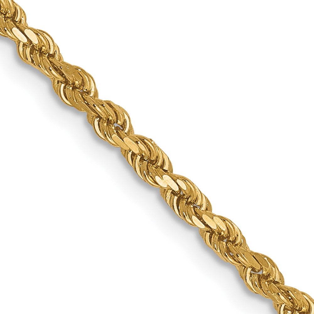 18 Inch 10K Yellow Gold 2.25mm Diamond Cut Rope Chain Necklace