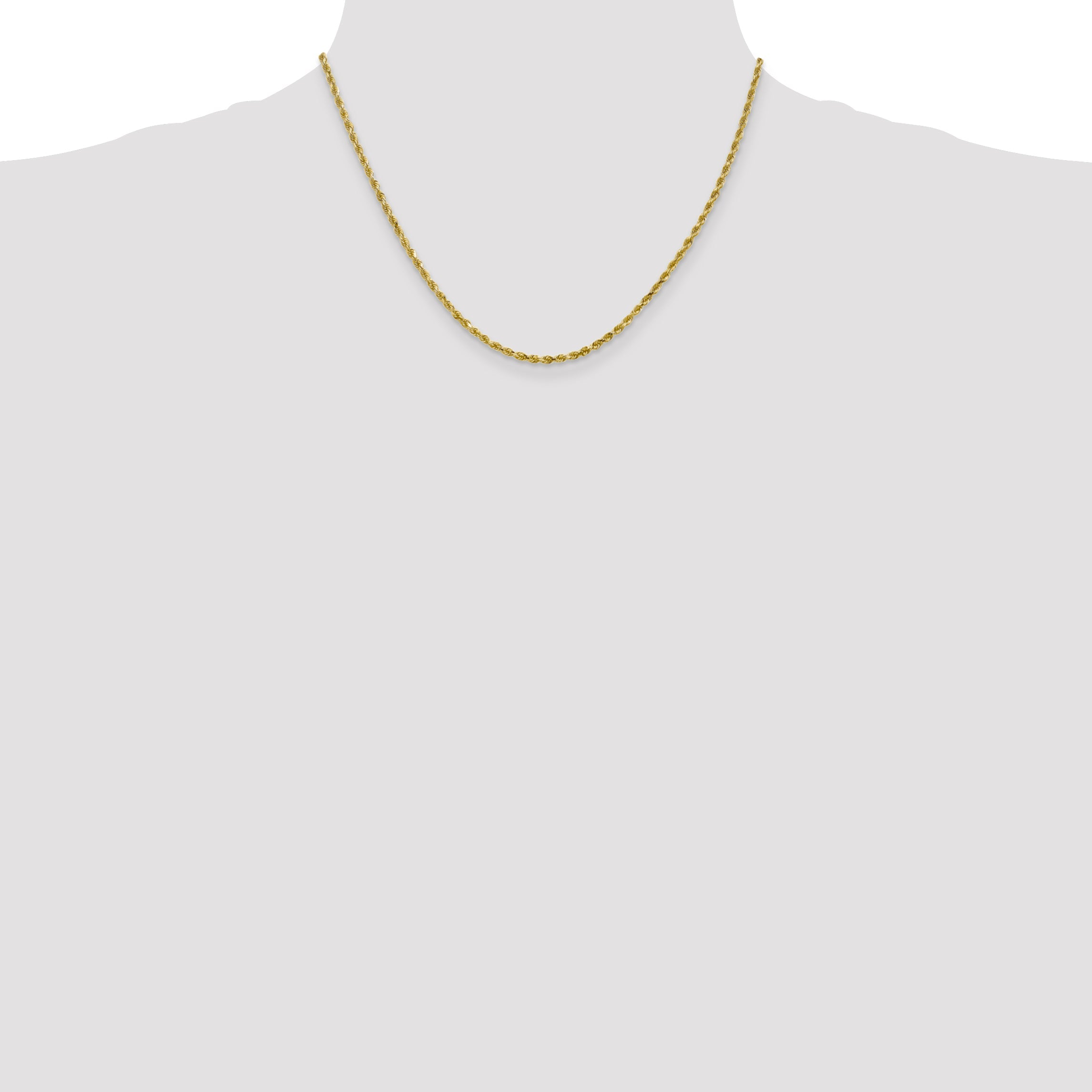 18 Inch 10K 2.5mm Diamond-Cut Rope Chain Necklace