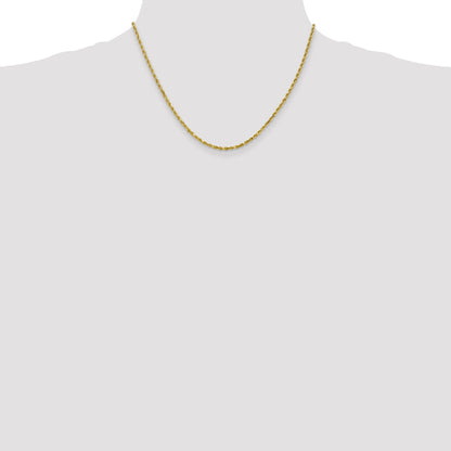 18 Inch 10K 2.5mm Diamond-Cut Rope Chain Necklace