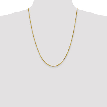 24 Inch 10K 2.5mm Diamond-Cut Rope Chain Necklace