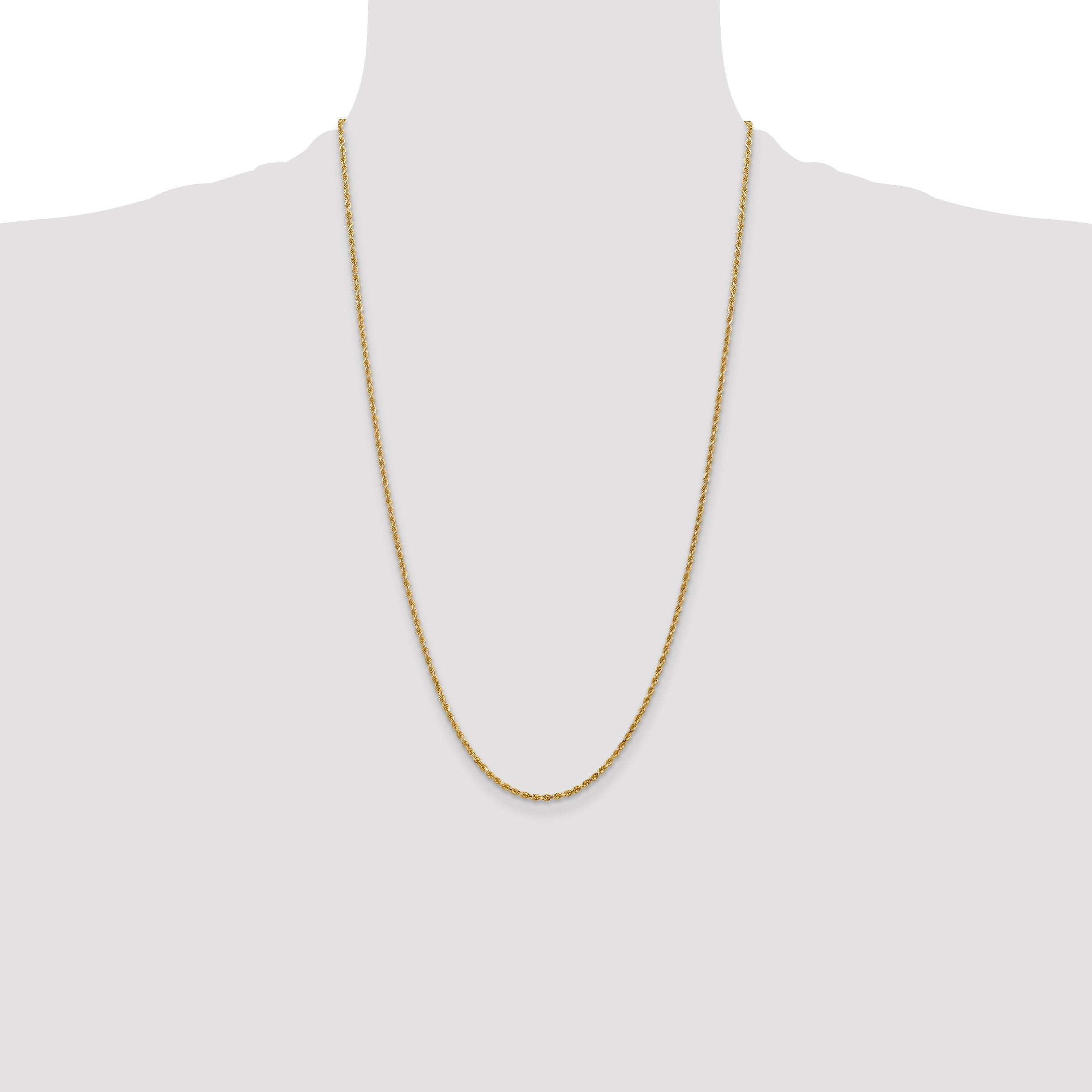 26 Inch 10K Yellow Gold 2.5mm Diamond Cut Rope Chain Necklace