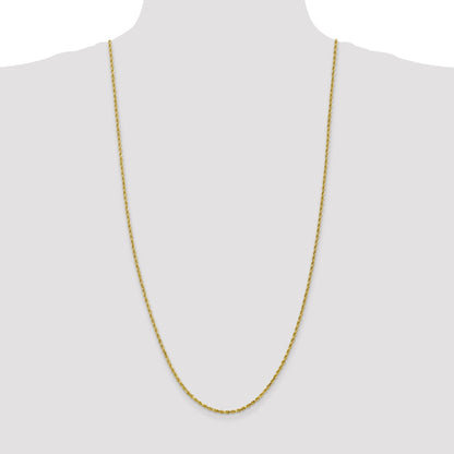 3 Inch 10K Yellow Gold 2.5mm Diamond Cut Rope Chain Necklace