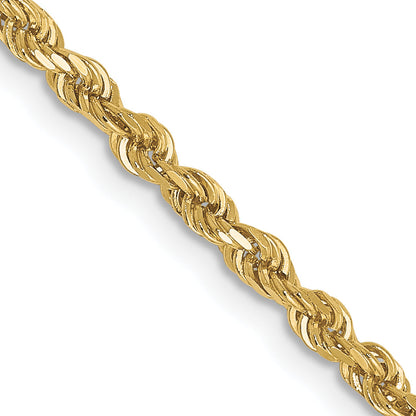 26 Inch 10K Yellow Gold 2.5mm Diamond Cut Rope Chain Necklace