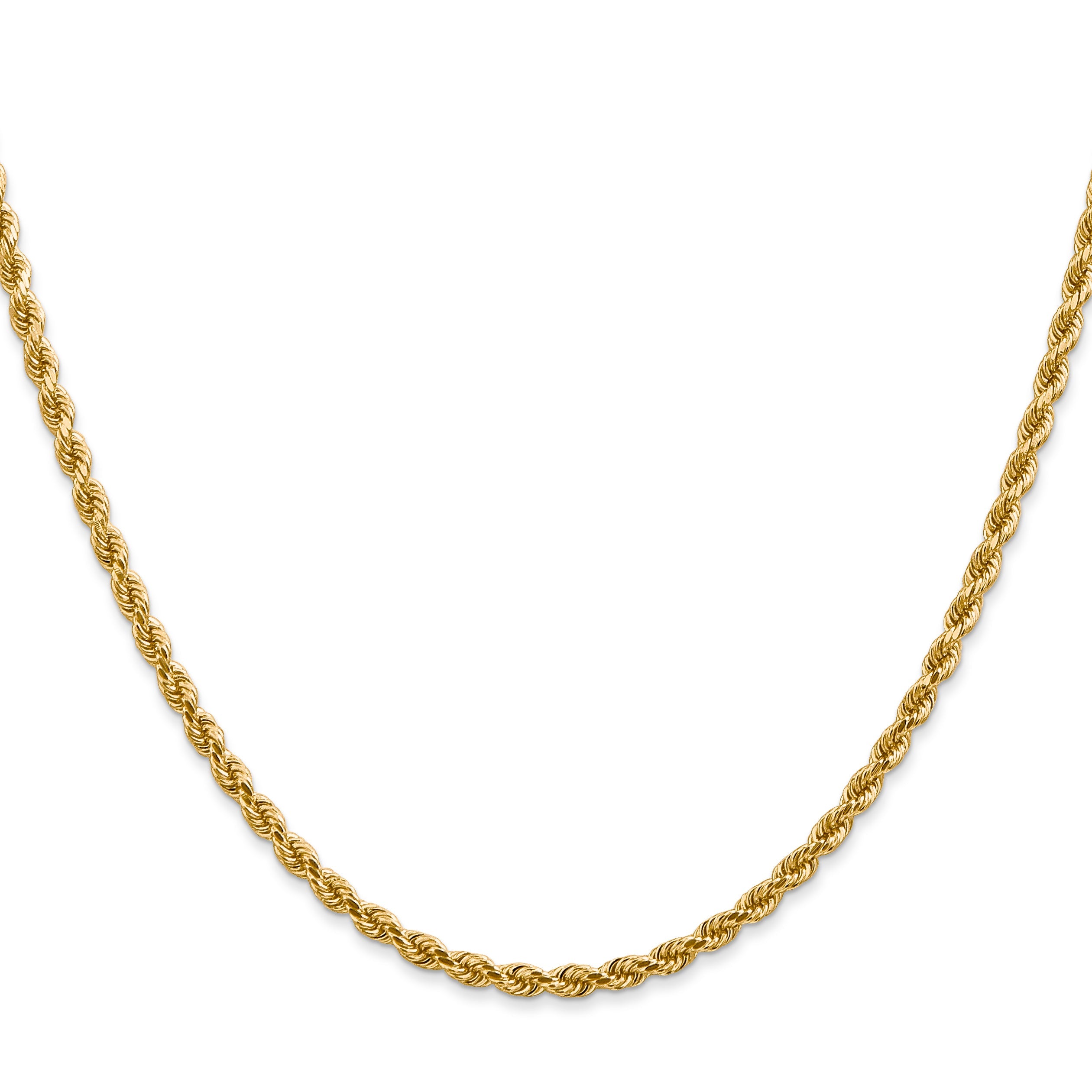 20 Inch 10K 2.75mm Diamond-Cut Rope Chain Necklace