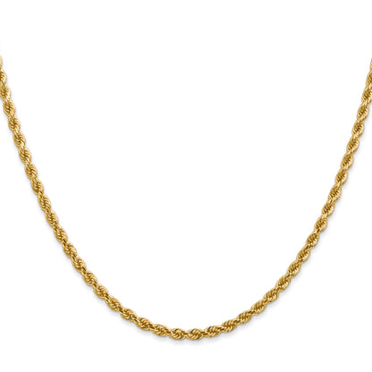 26 Inch 10K Yellow Gold 2.75mm Diamond Cut Rope Chain Necklace