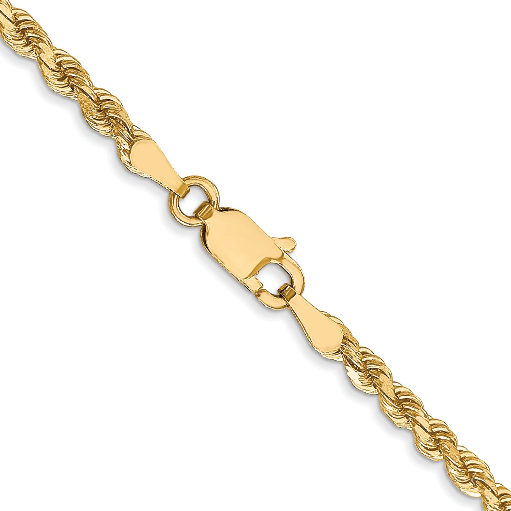 20 Inch 10K 2.75mm Diamond-Cut Rope Chain Necklace
