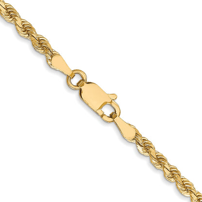 20 Inch 10K 2.75mm Diamond-Cut Rope Chain Necklace