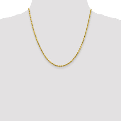 20 Inch 10K 2.75mm Diamond-Cut Rope Chain Necklace
