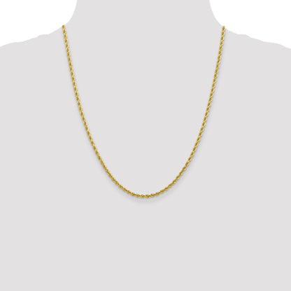 22 Inch 10K 2.75mm Diamond-Cut Rope Chain Necklace