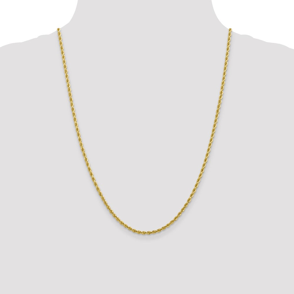 24 Inch 10K Yellow Gold 2.75mm Diamond Cut Rope Chain Necklace