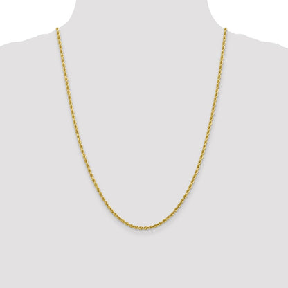 24 Inch 10K Yellow Gold 2.75mm Diamond Cut Rope Chain Necklace