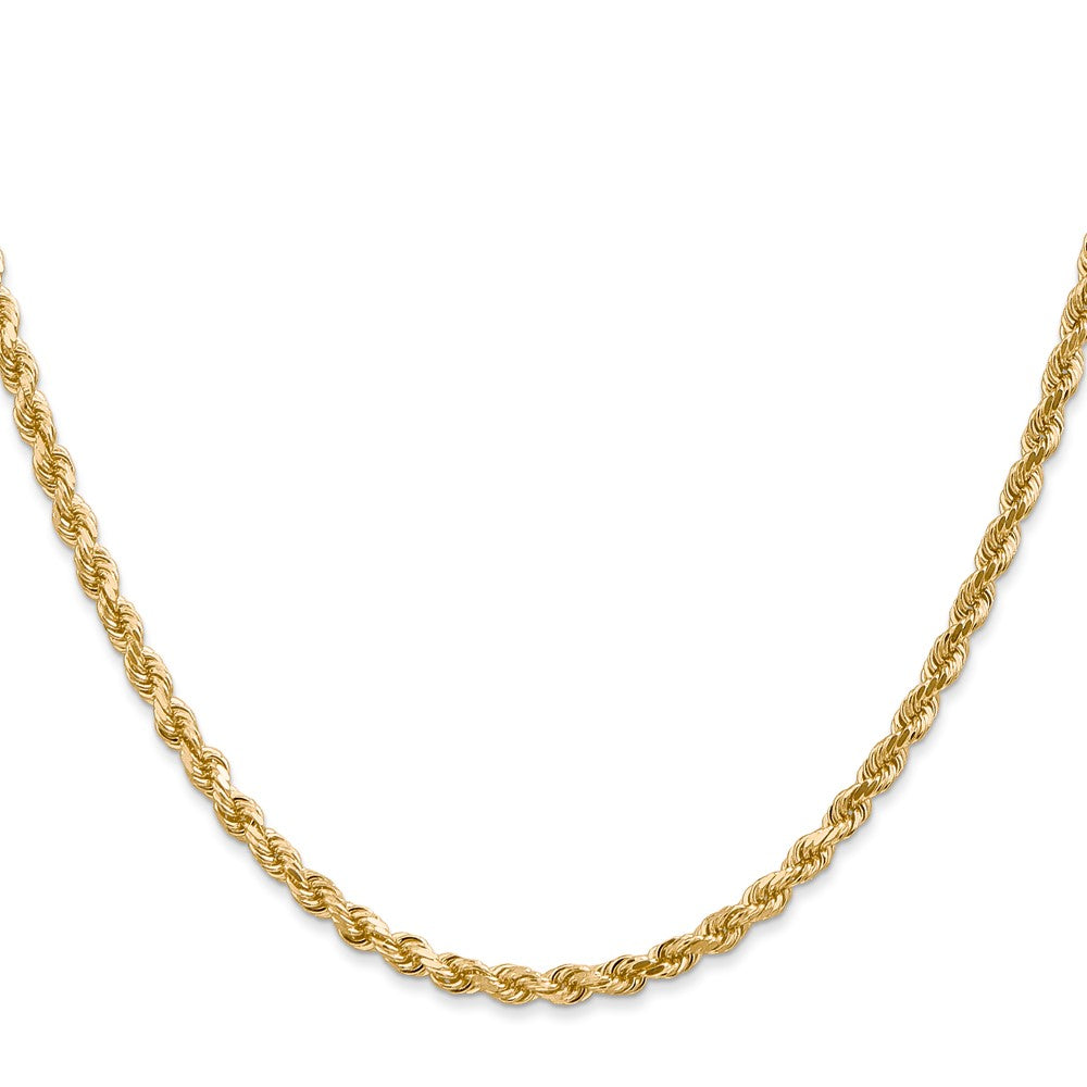 24 Inch 10K Yellow Gold 3mm Diamond Cut Rope Chain Necklace
