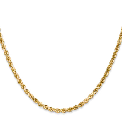 22 Inch 10K Yellow Gold 3mm Diamond Cut Rope Chain Necklace