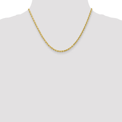 18 Inch 10K Yellow Gold 3mm Diamond Cut Rope Chain Necklace