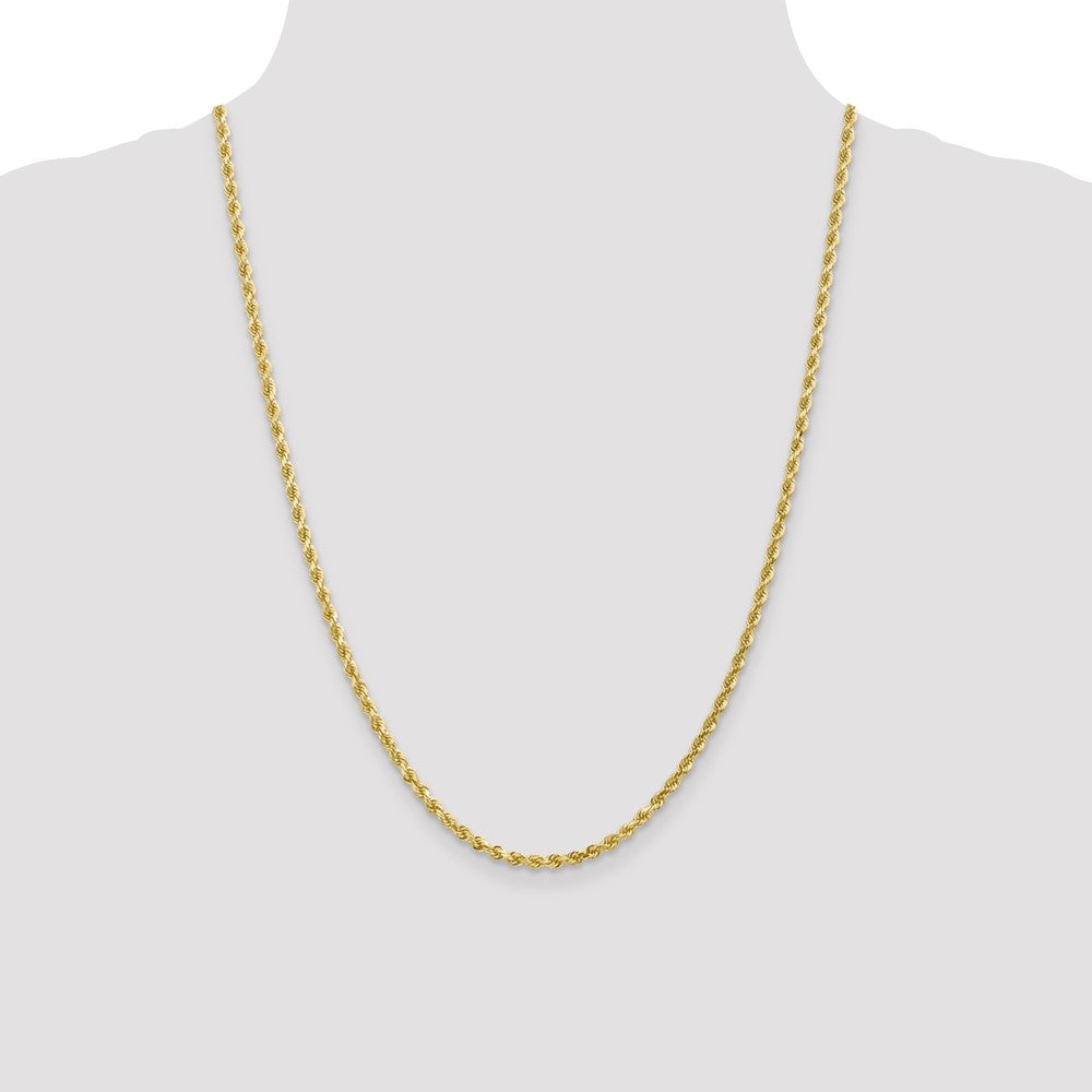24 Inch 10K Yellow Gold 3mm Diamond Cut Rope Chain Necklace