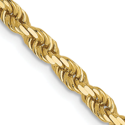 26 Inch 10K Yellow Gold 3mm Diamond Cut Rope Chain Necklace