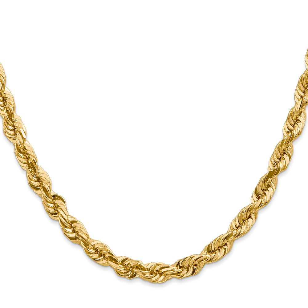 26 Inch 10K Yellow Gold 5.5mm Diamond Cut Rope Chain Necklace
