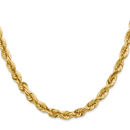 2 Inch 10K Yellow Gold 5.5mm Diamond Cut Rope Chain Necklace
