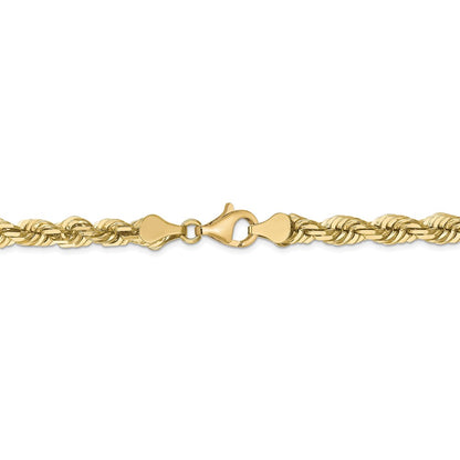 2 Inch 10K Yellow Gold 5.5mm Diamond Cut Rope Chain Necklace